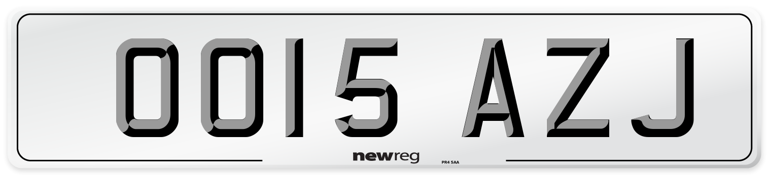 OO15 AZJ Number Plate from New Reg